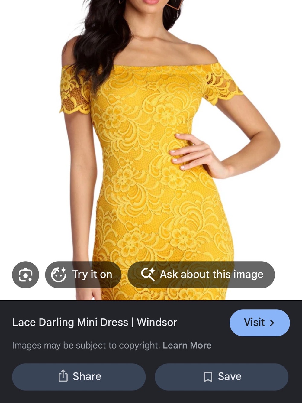 Ambiance Off-Shoulder Lace Mini Dress - Yellow